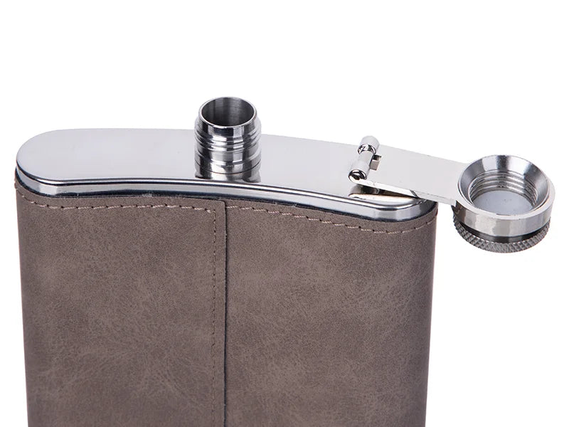 Sublimation 8oz/240ml Stainless Steel Flask with PU Cover (Dark Gray)