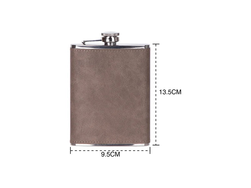 Sublimation 8oz/240ml Stainless Steel Flask with PU Cover (Dark Gray)