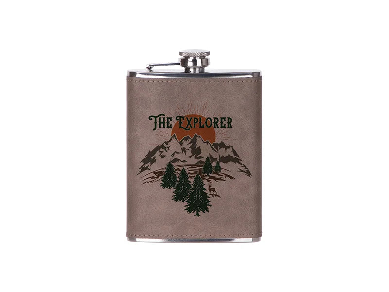Sublimation 8oz/240ml Stainless Steel Flask with PU Cover (Dark Gray)