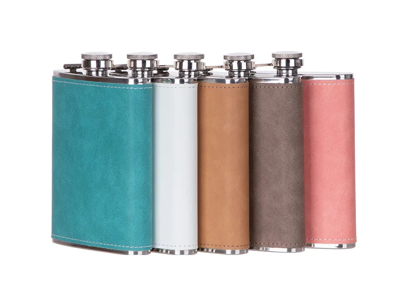 Sublimation 8oz/240ml Stainless Steel Flask with PU Cover (Dark Gray)