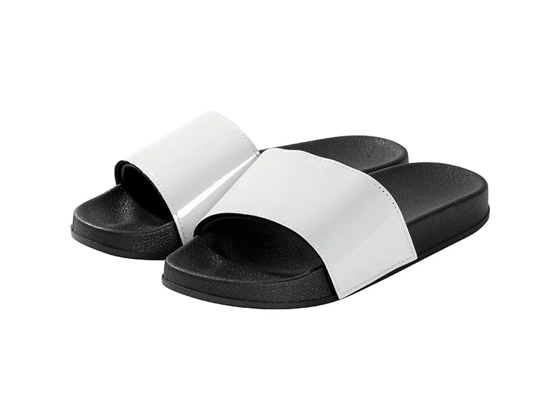 Adult Slippers w/ Sublimation PU Leather ( Black Sole)