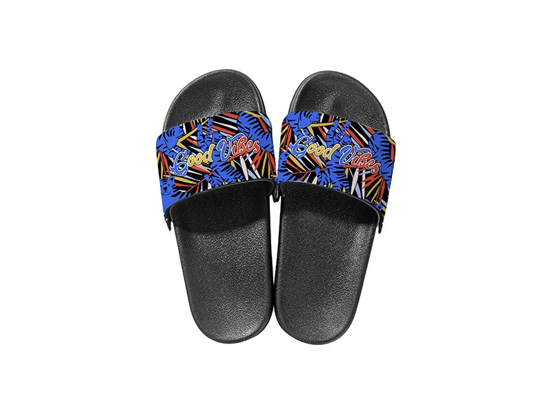 Adult Slippers w/ Sublimation PU Leather ( Black Sole)