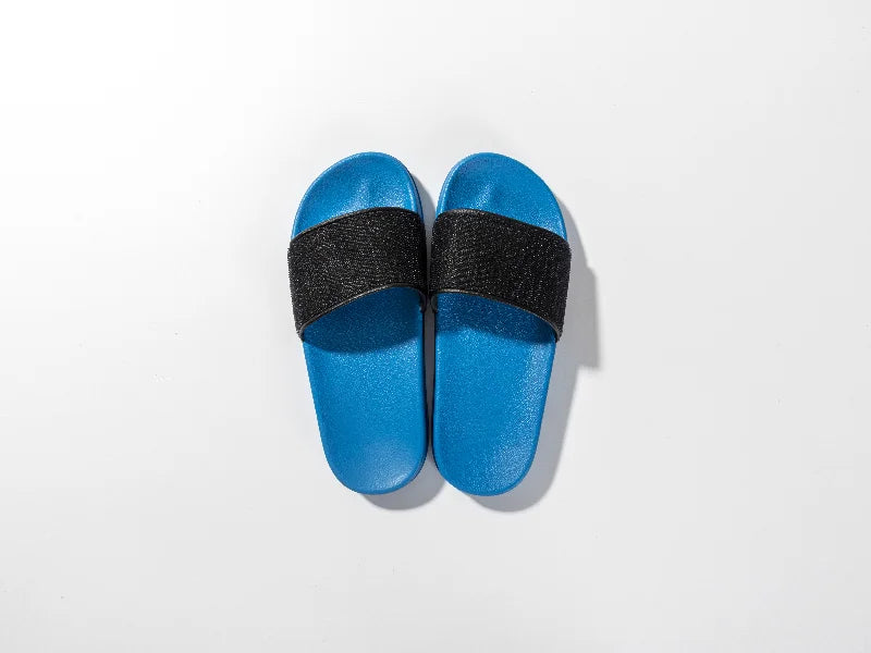 Adult Slippers w/ Sublimation PU Leather ( Blue Sole)