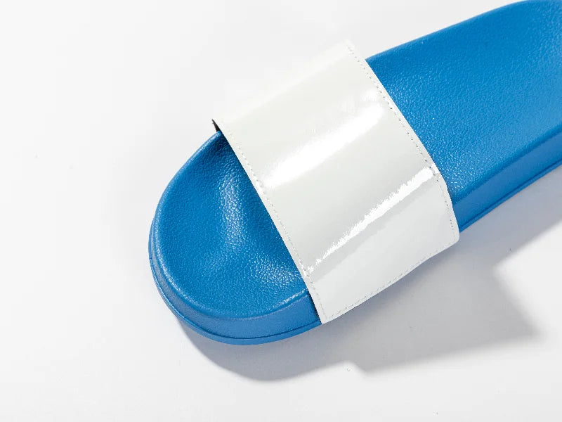 Adult Slippers w/ Sublimation PU Leather ( Blue Sole)