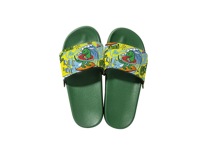 Adult Slippers w/ Sublimation PU Leather ( Green Sole)
