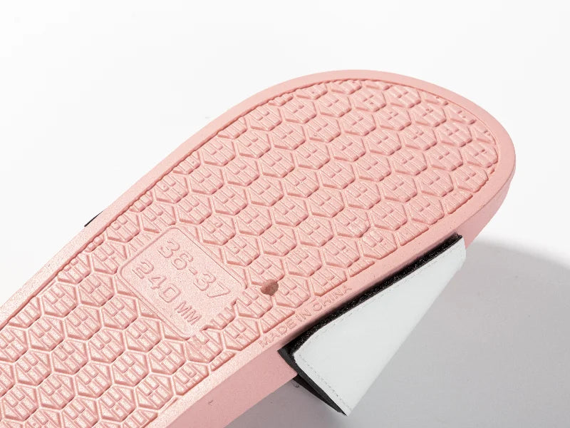 Adult Slippers w/ Sublimation PU Leather (Pink Sole)