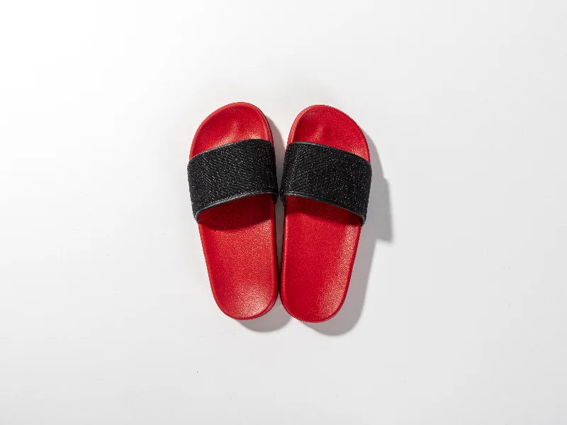 Adult Slippers w/ Sublimation PU Leather (Red Sole)