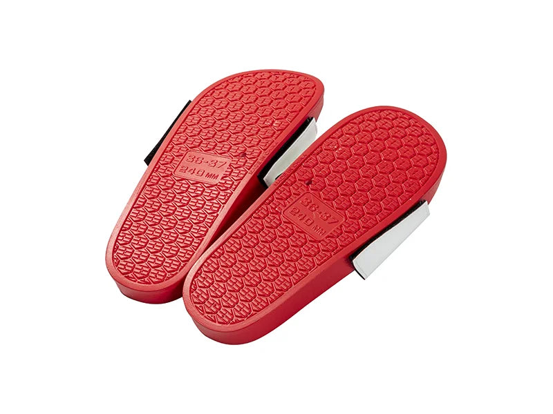 Adult Slippers w/ Sublimation PU Leather (Red Sole)