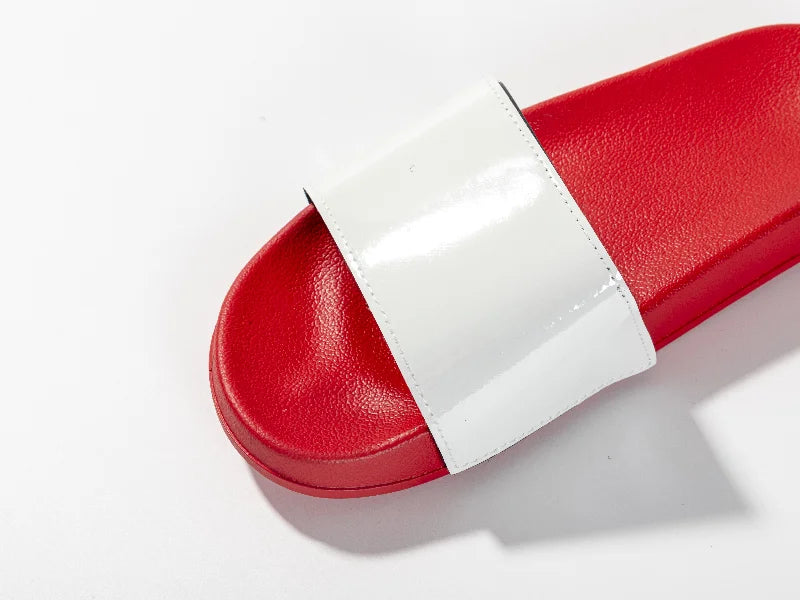 Adult Slippers w/ Sublimation PU Leather (Red Sole)