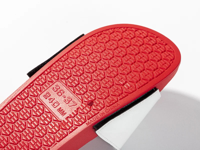 Adult Slippers w/ Sublimation PU Leather (Red Sole)