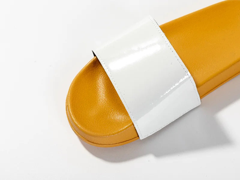 Adult Slippers w/ Sublimation PU Leather (Yellow Sole)