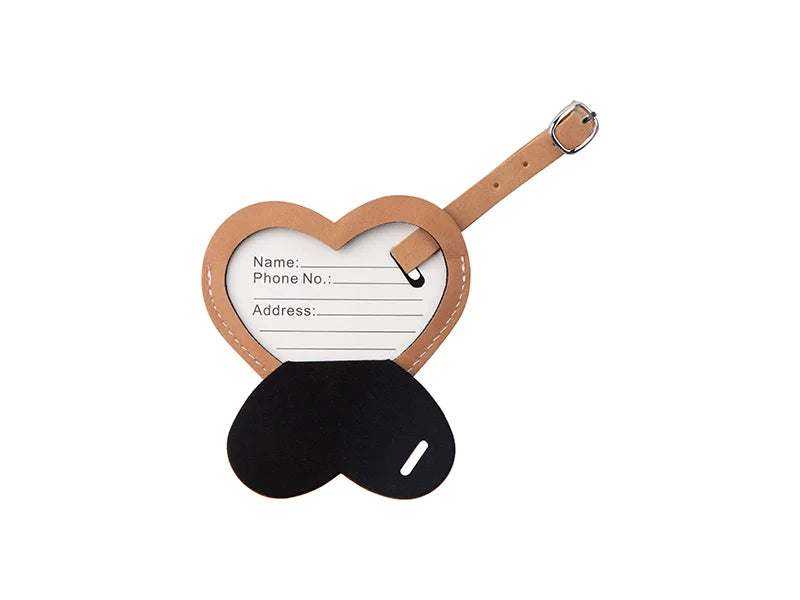 Sublimation Double Side PU Leather Luggage Tag (Brown, Heart Shape)