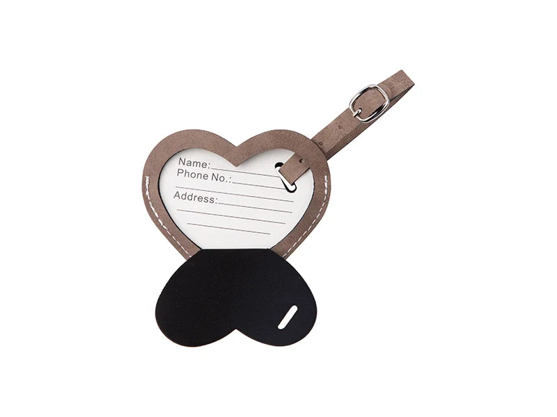 Sublimation Double Side PU Leather Luggage Tag (Gray, Heart Shape)