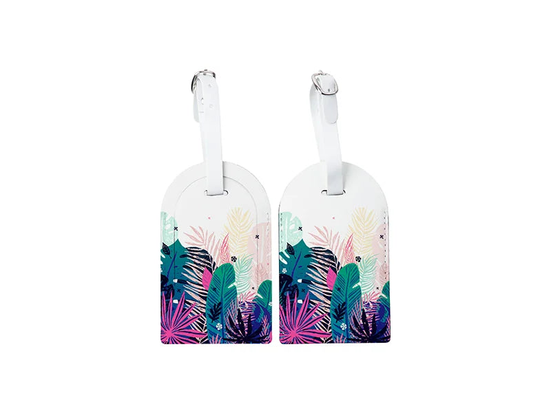 Sublimation Double Side PU Leather Luggage Tag (White, Arcuation Shape)