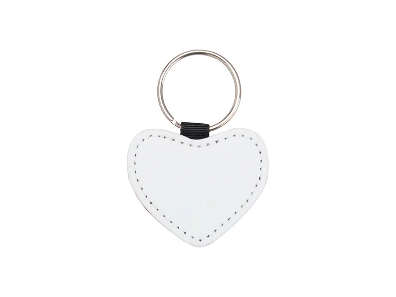 Sublimation Glitter PU Leather Key Chain (Heart, Blue)