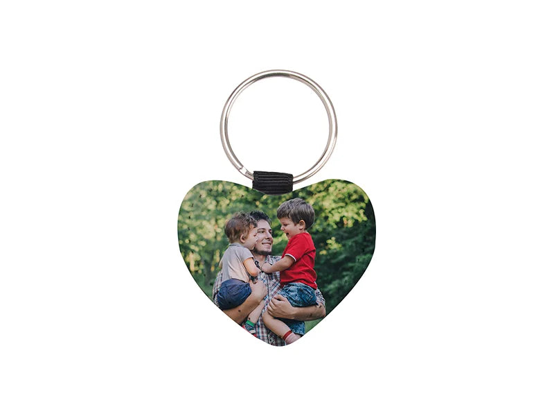 Sublimation Glitter PU Leather Key Chain (Heart, Blue)