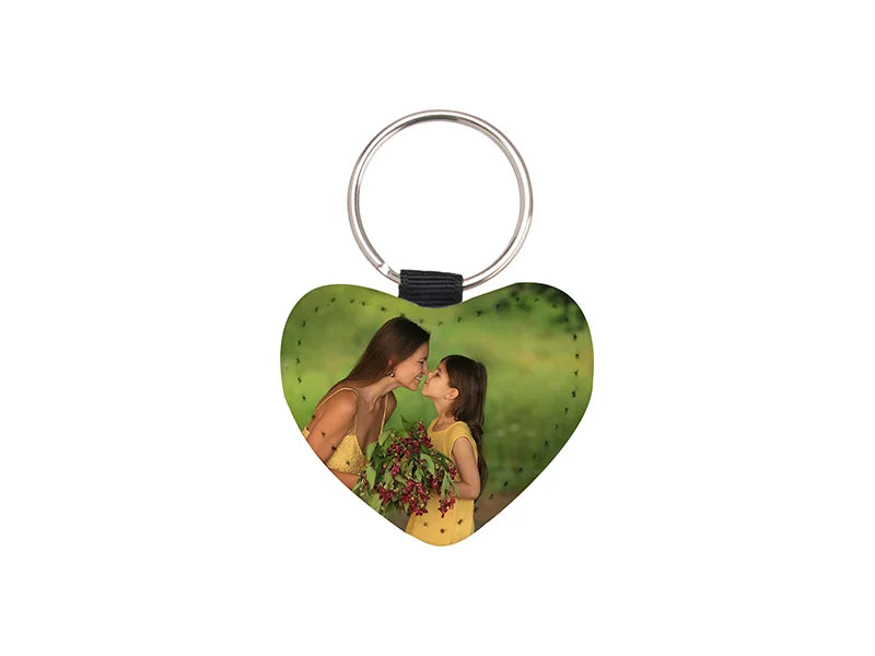 Sublimation Glitter PU Leather Key Chain (Heart, Red)