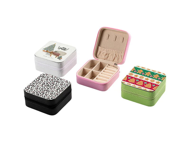 Sublimation Blanks PU Jewelry Box w/insert (10*10*5cm,Pink)
