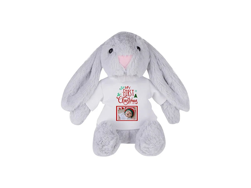 Sublimation 22cm Plush Bunny w/ Shirt (Light Gray)