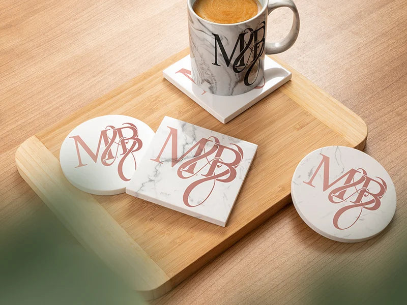Sublimation Round Marble Coaster w/ Cork (φ10cm/ 3.94inch)