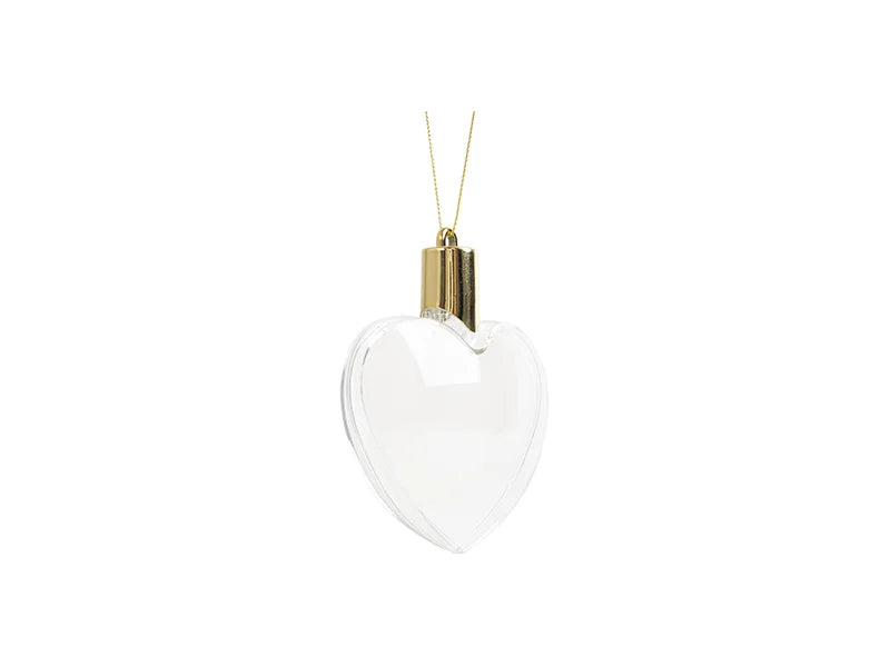 Sublimation 8cm Heart Shape Plastic Christmas Ball Ornament w/String(Clear w/o light)