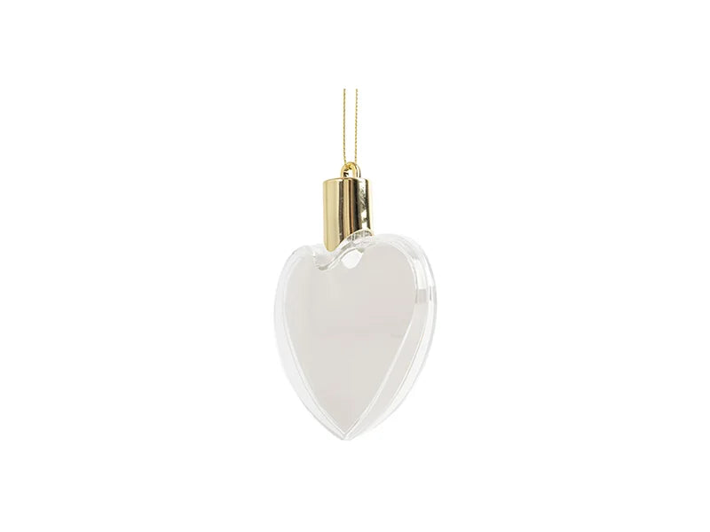 Sublimation 8cm Heart Shape Plastic Christmas Ball Ornament w/String(Clear w/o light)