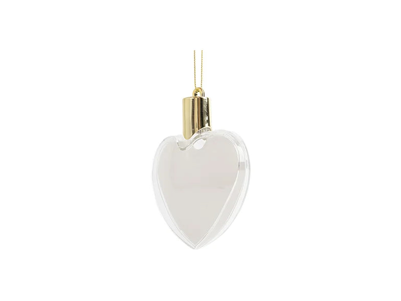 Sublimation 8cm Heart Shape Plastic Christmas Ball Ornament w/String(Clear w/o light)