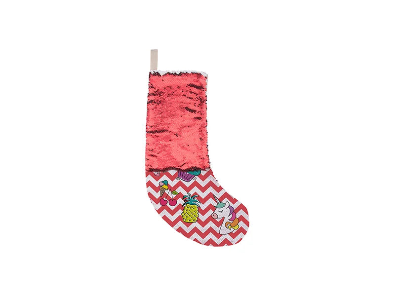 Sublimation Sequin Christmas Stocking (Red/White)