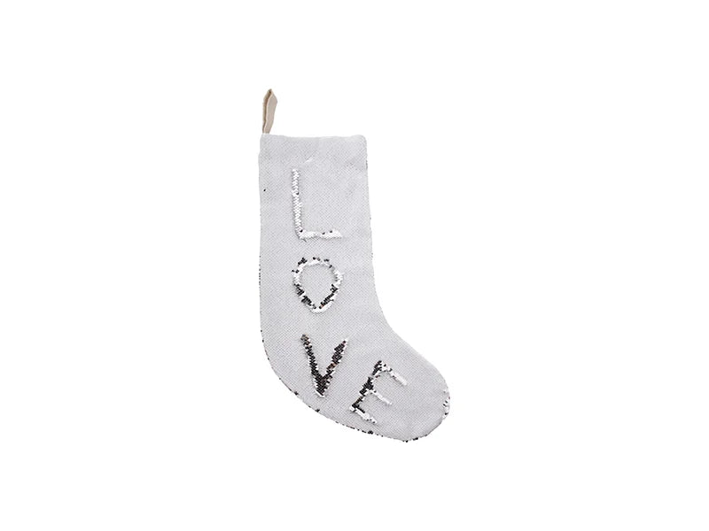 Sublimation Sequin Christmas Stocking (white w/ Silver)