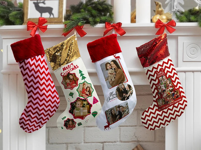 Sublimation Blanks Glitter Christmas Stocking (White)
