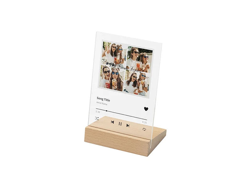 Sublimation Blanks Retangular Glass Photo Frame w/ White Patch (Music, 10*15cm)