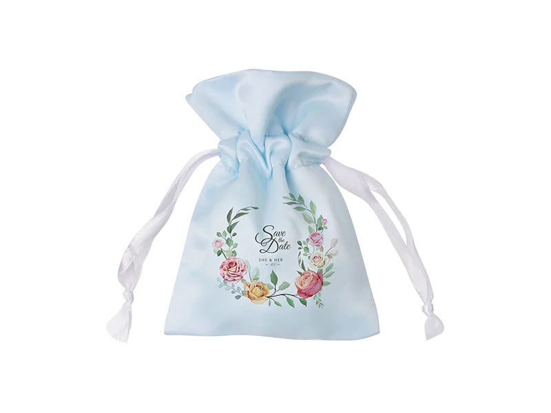 Sublimation Light Blue Satin Drawstring Bag(9*14cm)