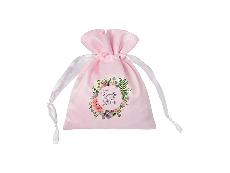 Sublimation Pink Satin Drawstring Bag(15*19cm)