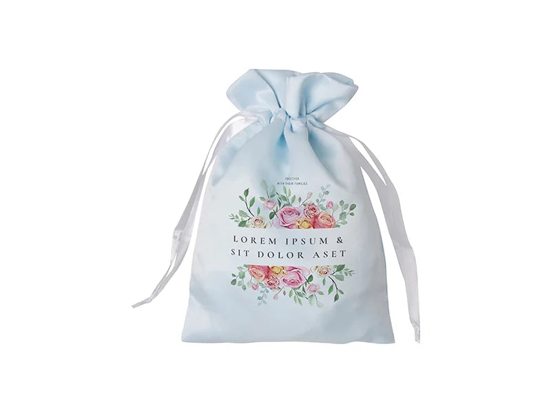 Sublimation Light Blue Satin Drawstring Bag(16*23cm)