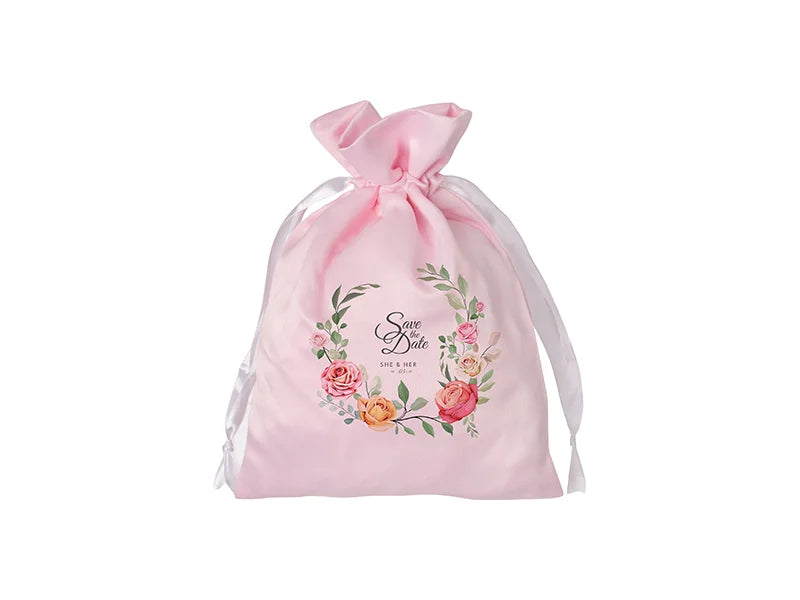 Sublimation Pink Satin Drawstring Bag(16*23cm)