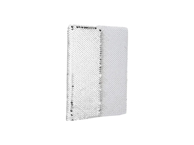 Sublimation A5 Sequin Notebook (Silver W/ White)
