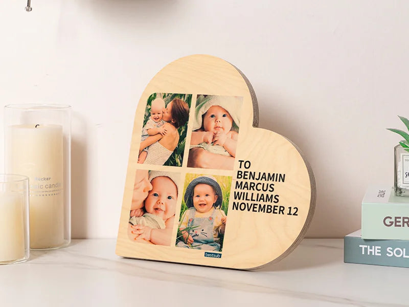 Sublimation Blanks Plywood Heart-shaped Photo Frame(25.4*25.4*1.5cm)