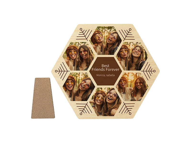 Sublimation Blanks Plywood Hexagonal Photo Frame(17.8*20.3*1.5cm)