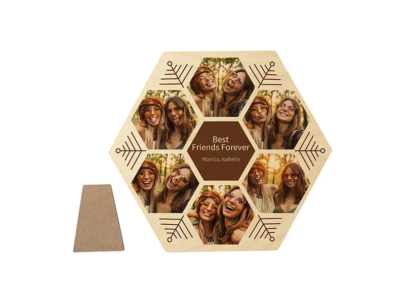 Sublimation Blanks Plywood Hexagonal Photo Frame(22.8*25.4*1.5cm)