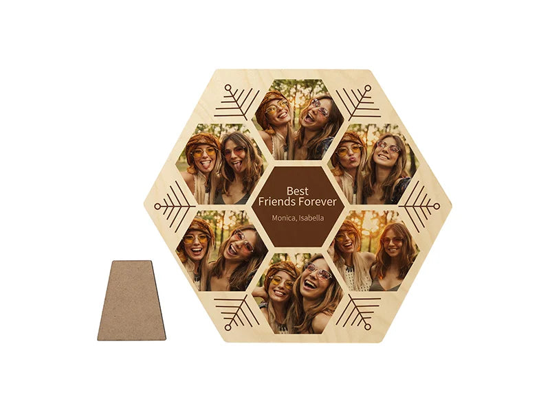 Sublimation Blanks Plywood Hexagonal Photo Frame(25.4*30.5*1.5cm)