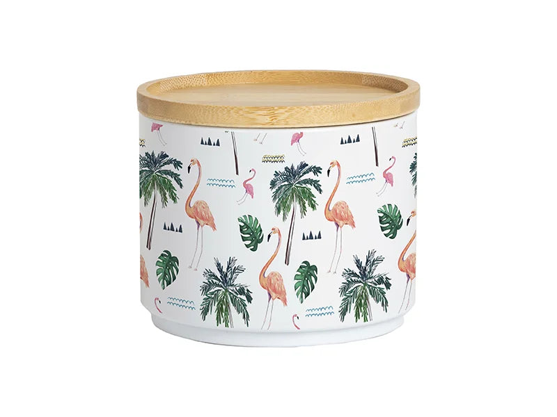 Stackable Sublimation Tin Canister w/  Bamboo Lid