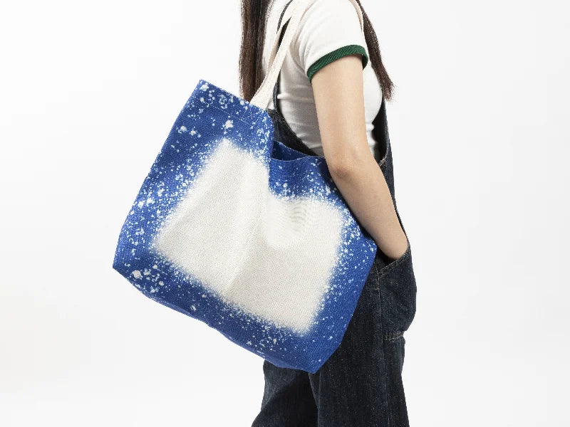Sublimation Blanks Bleached Starry Linen Tote Bag