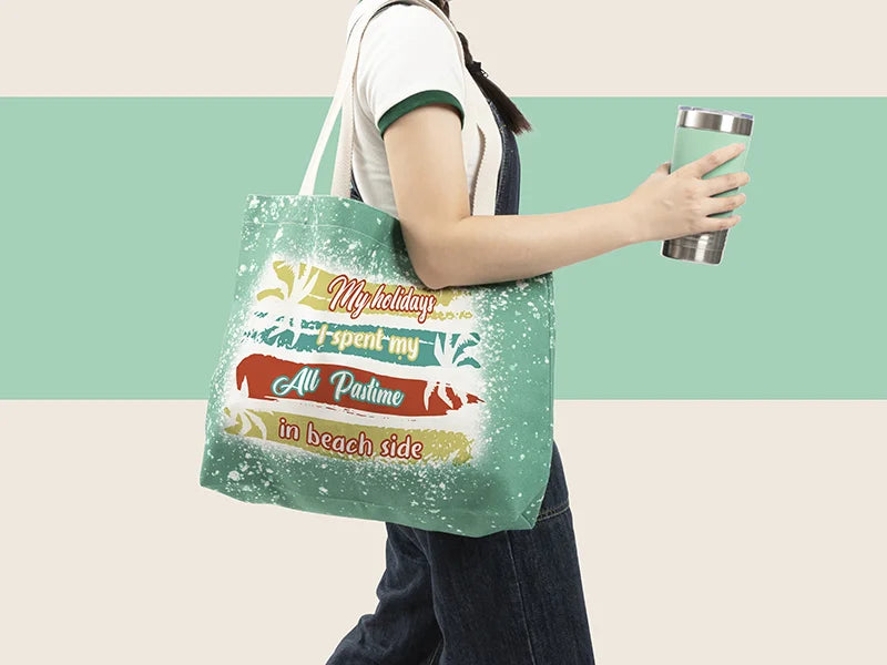 Sublimation Blanks Bleached Starry Linen Tote Bag