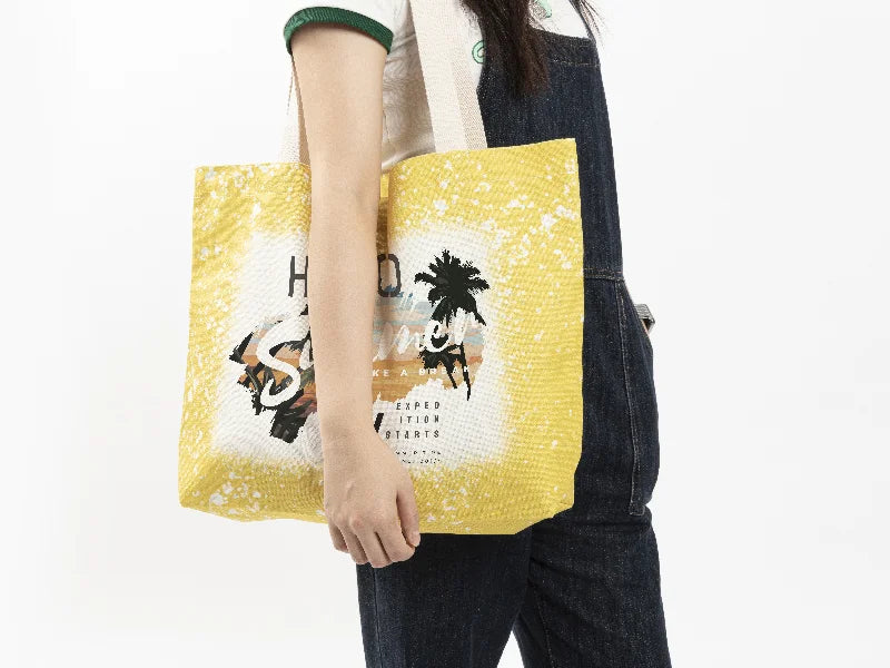 Sublimation Blanks Bleached Starry Linen Tote Bag