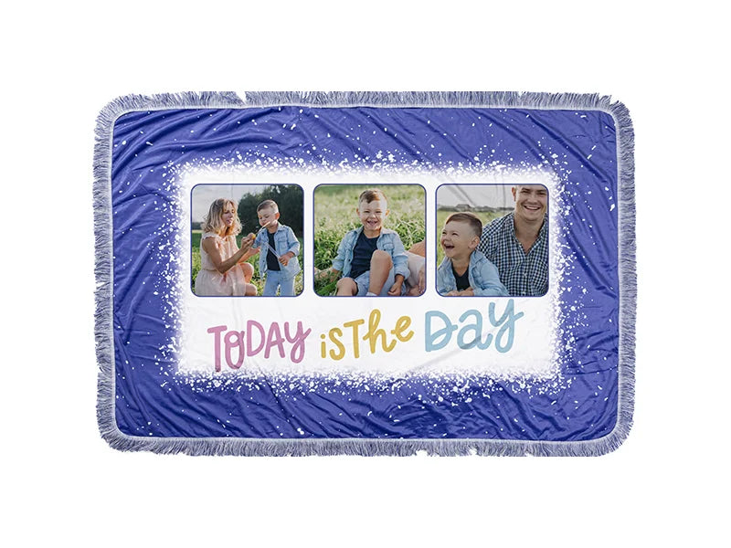 Sublimation Blanks Bleached Starry Plush Throw Blanket (Blue Rectangle）