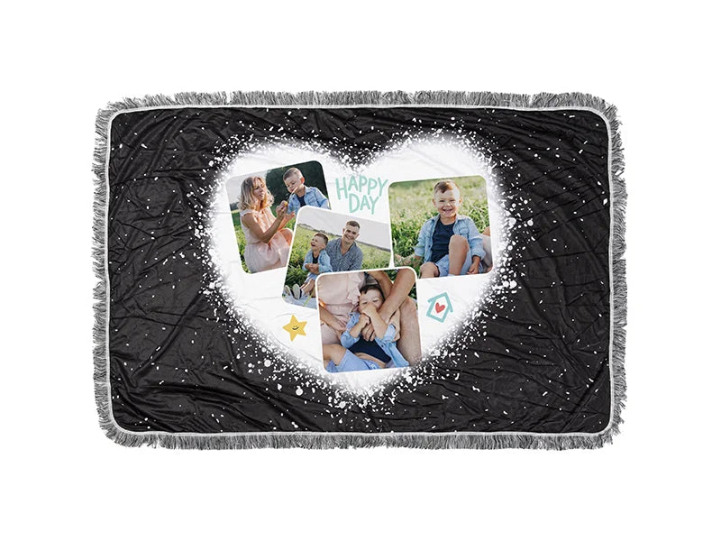 Sublimation Blanks Bleached Starry Plush Throw Blanket (Black Heart)