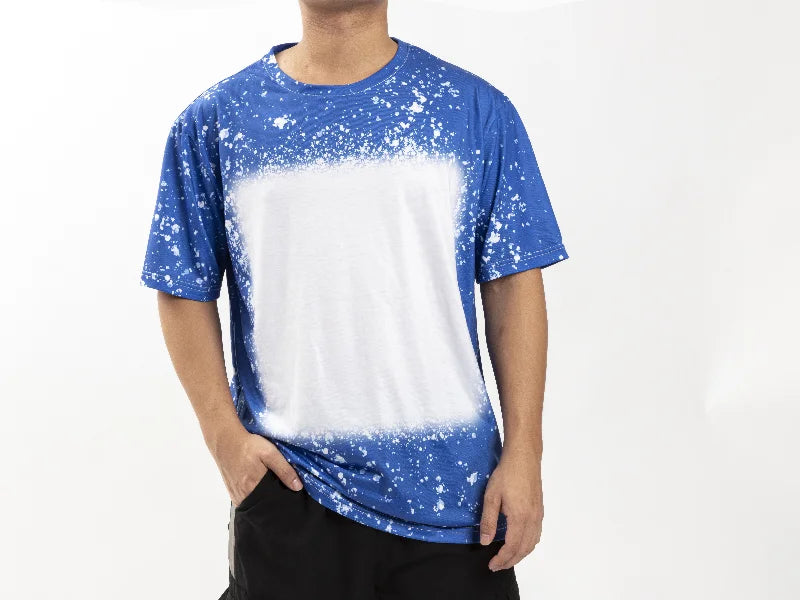 Blue Bleached Starry Cotton Feeling T-shirt for Sublimation Printing