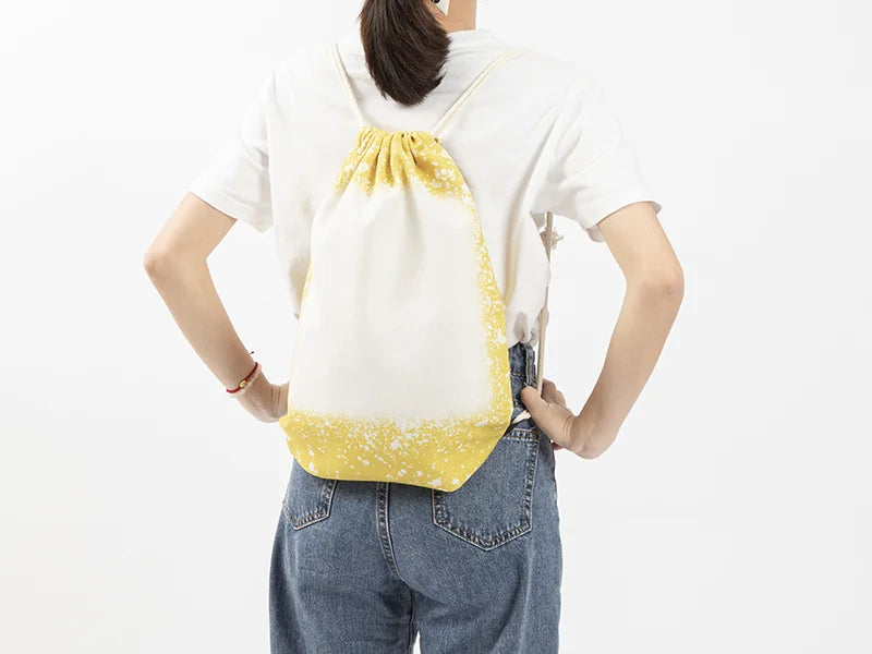 Sublimation Blanks Bleached Starry Linen Drawstring Bag