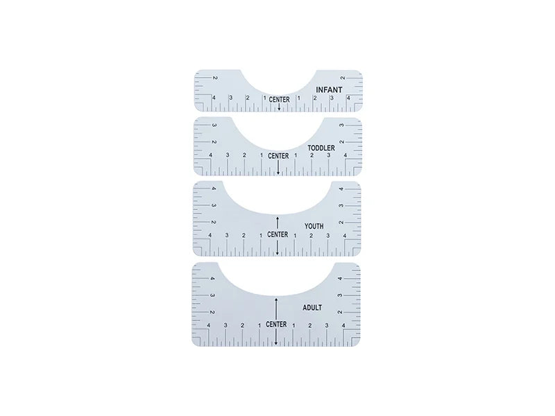 White PVC Ruler Guide - 4 Sizes 10*2.5/3.5/4.5/5inch (Adult, Youth, Toddler, Infant)