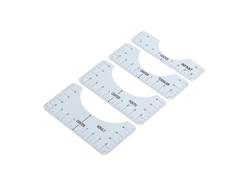 White PVC Ruler Guide - 4 Sizes 10*2.5/3.5/4.5/5inch (Adult, Youth, Toddler, Infant)